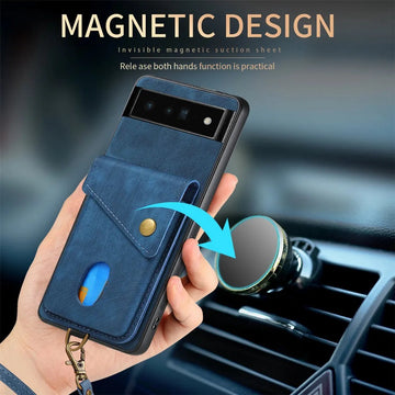 Leather Magnetic Lanyard Card Slot Phone Case