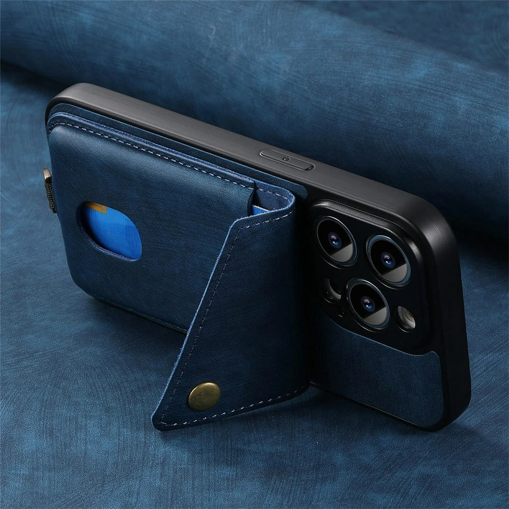 Leather Magnetic Lanyard Card Slot Phone Case