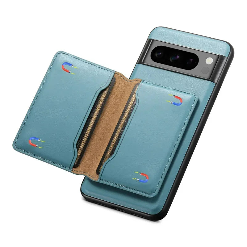 Leather Magnetic Wireless charging Wallet Phone Case