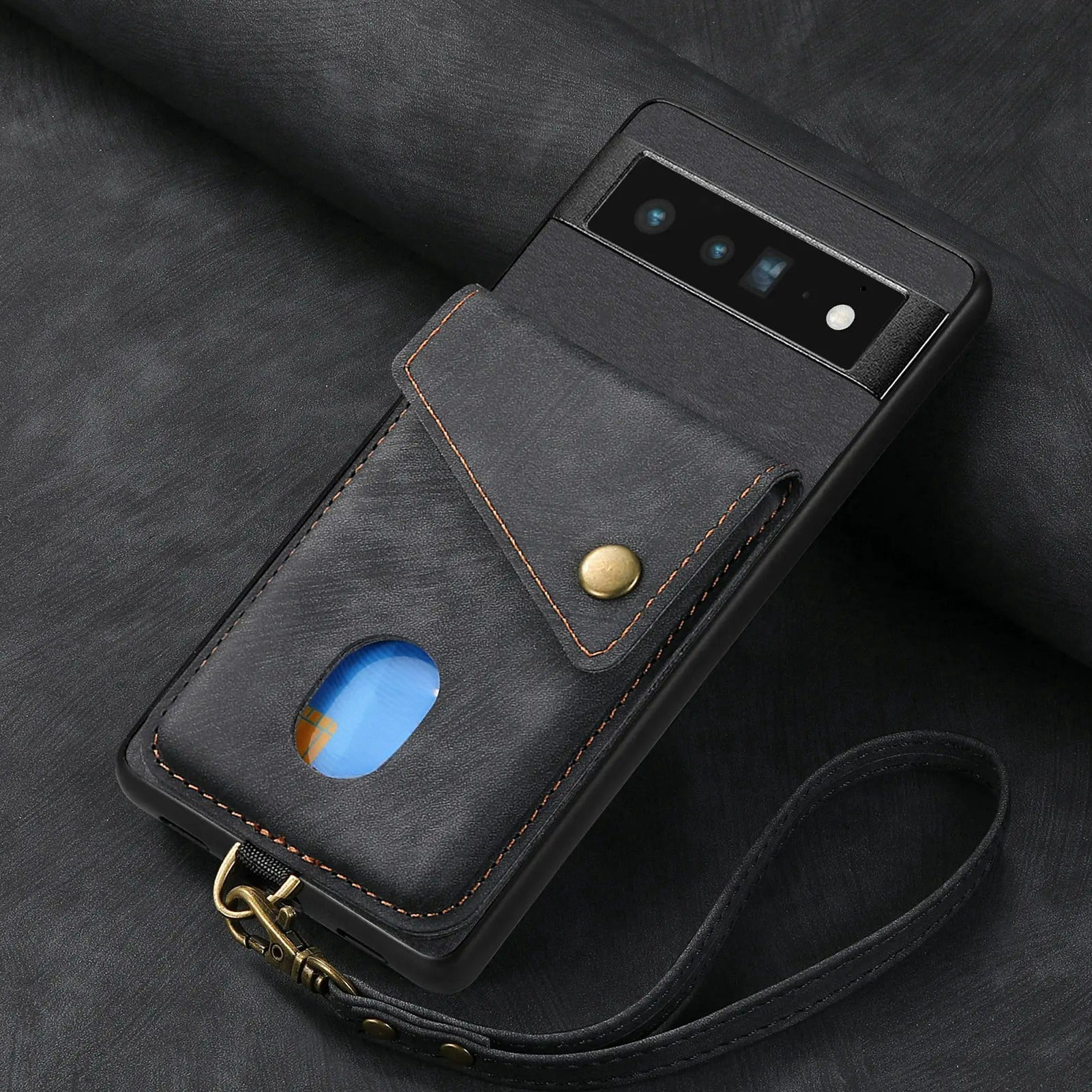Leather Magnetic Lanyard Card Slot Phone Case