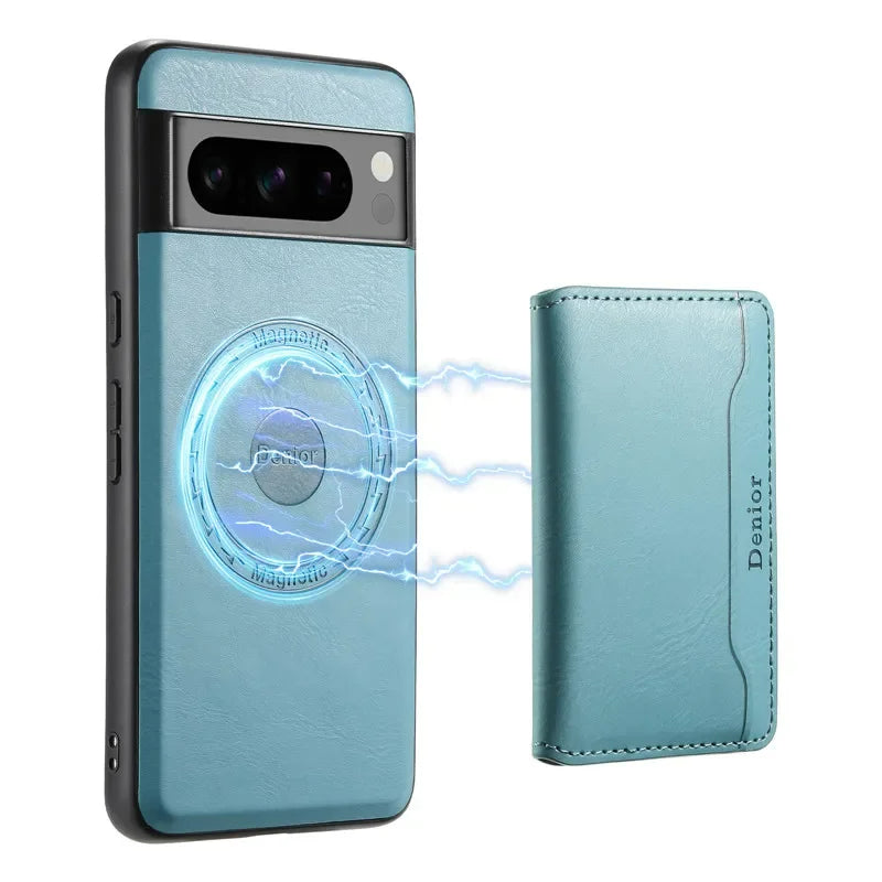 Leather Magnetic Wireless charging Wallet Phone Case